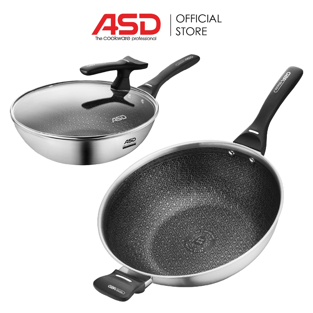 ASD Hybrid Series 36CM 3-Ply IH Hex-Wok with Glass Lid - (36CM) [Model ...