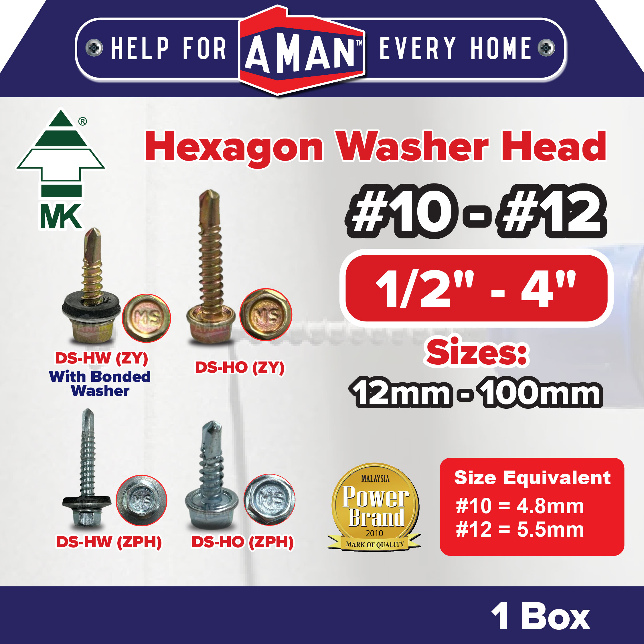 MK Self Drilling Screw Skru Mata Drill Besi With Washer Without Washer ...