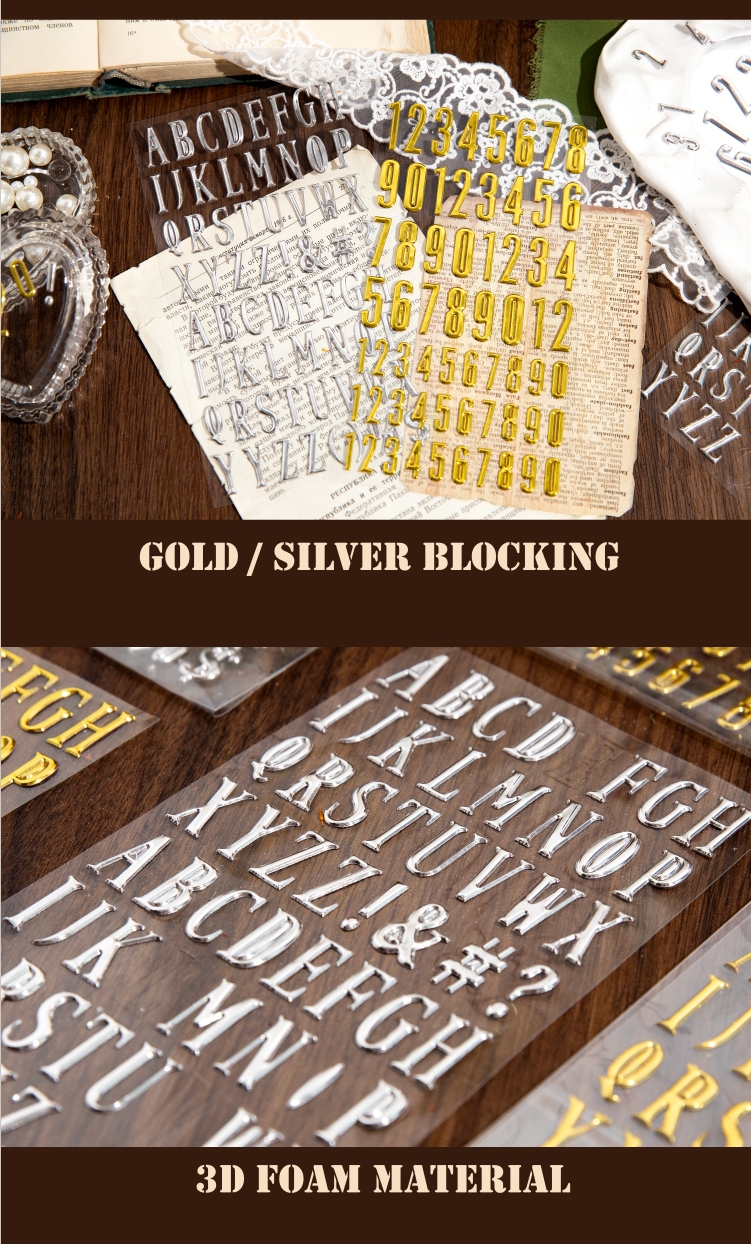 Classic Alphabets Letters Numbers Blocking Gold Silver 3D Foam Deco ...
