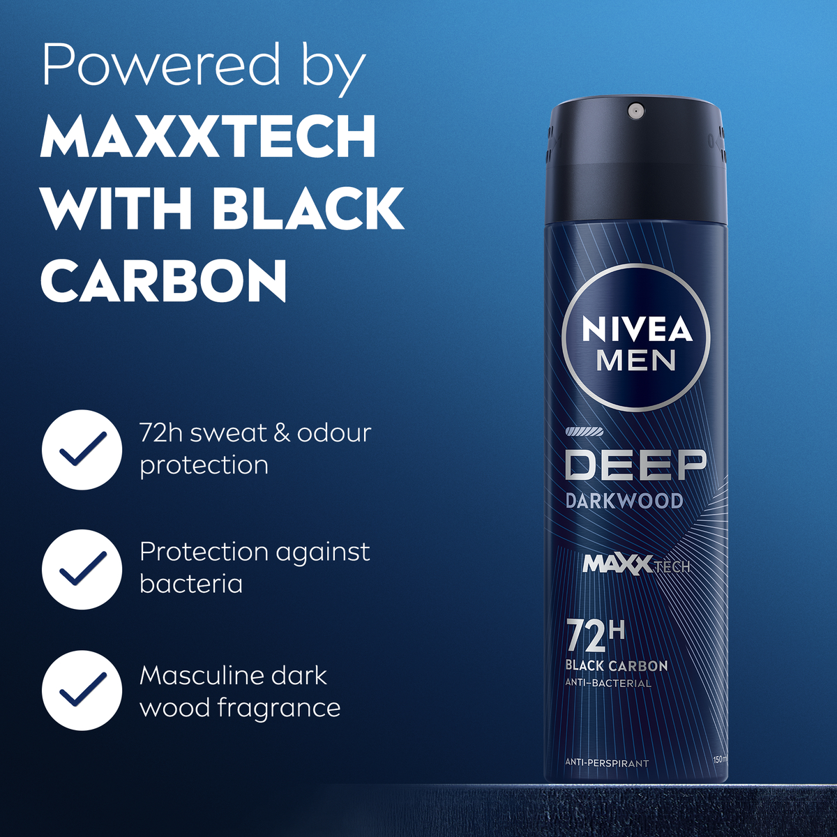 NIVEA Men Deodorant Male Deep Black Charcoal Spray Men's Grooming Anti ...