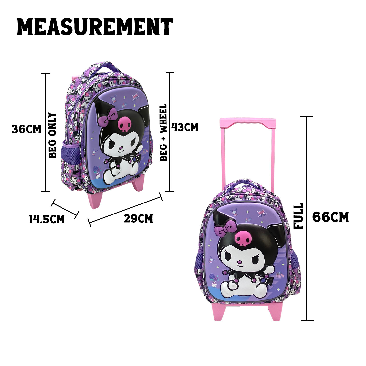 36cm 3 Wheel New Cartoon Trolley School Backpack Kids Trolley Bag 14 ...