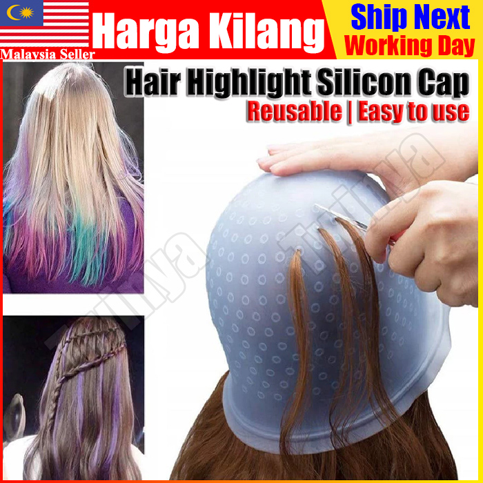 Salon Reusable Silicone Highlight Dye Cap Bleach Cap Hair Colouring Cap ...