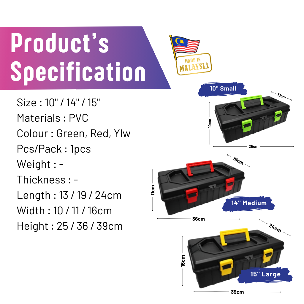Heavy Duty Multipurpose PVC Plastic Tool Box / Plastic Toolbox with ...