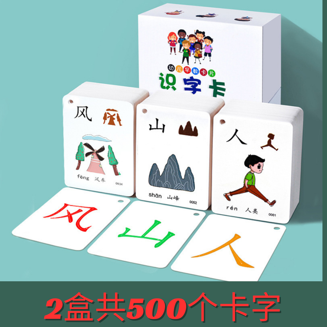(Local Stock)500 Pcs Chinese Learning Flash Cards PICTOGRAPHIC 识字卡片 ...