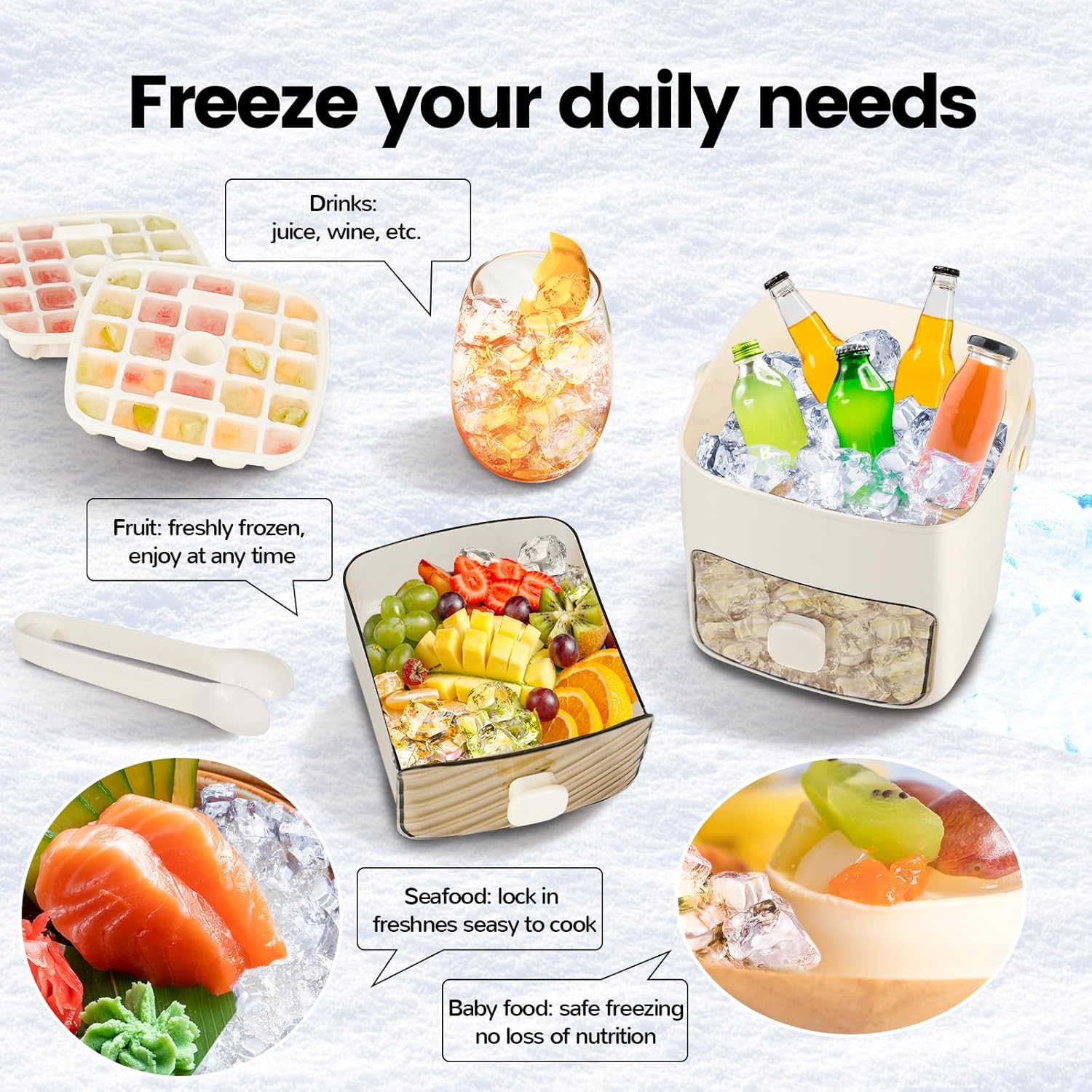 Press Ice Cube Tray Ice Box Double Large Capacity Ice Surface 48 Grid ...