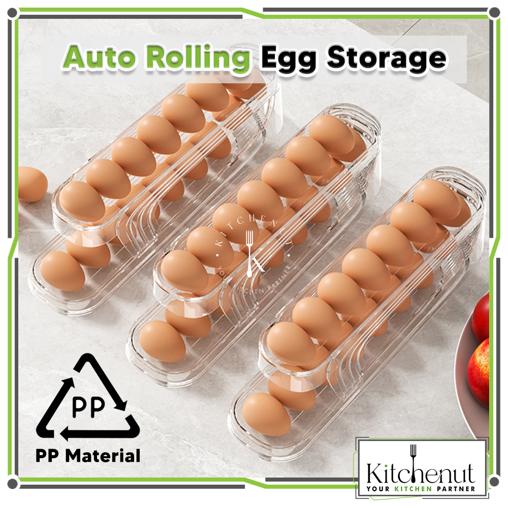 Kitchenut 2 Layer Transparent Egg Storage Rack Bekas Plastik Telur Auto ...