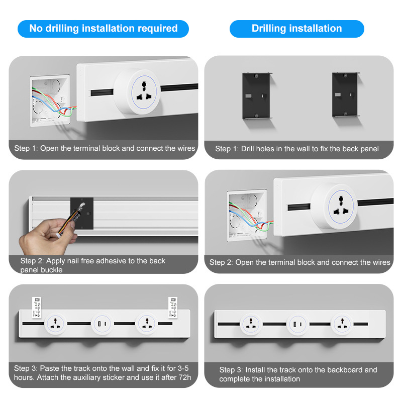 【⚡10 Years Warranty⚡】Power Track Socket 8000W Universal Outlet Flat Pin ...