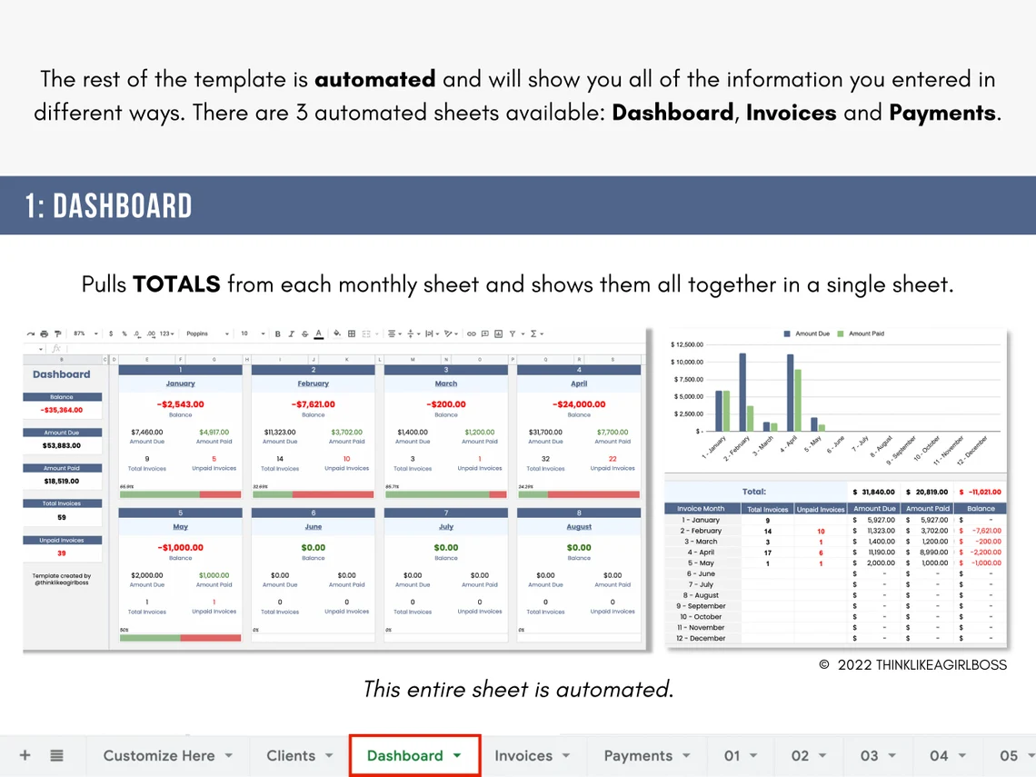 Invoice Tracker Spreadsheet - Invoice Manager - Google Sheets Template ...