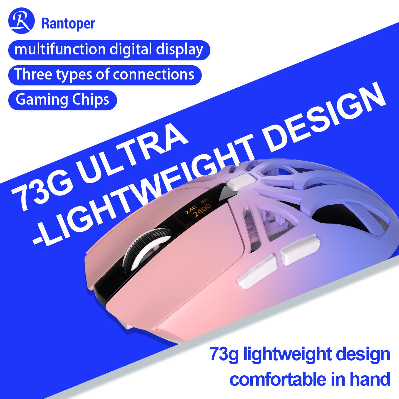 Rantoper RS8 Wireless Gaming Mouse/Type-c/Bluetooth/2.4G/bluetooth ...