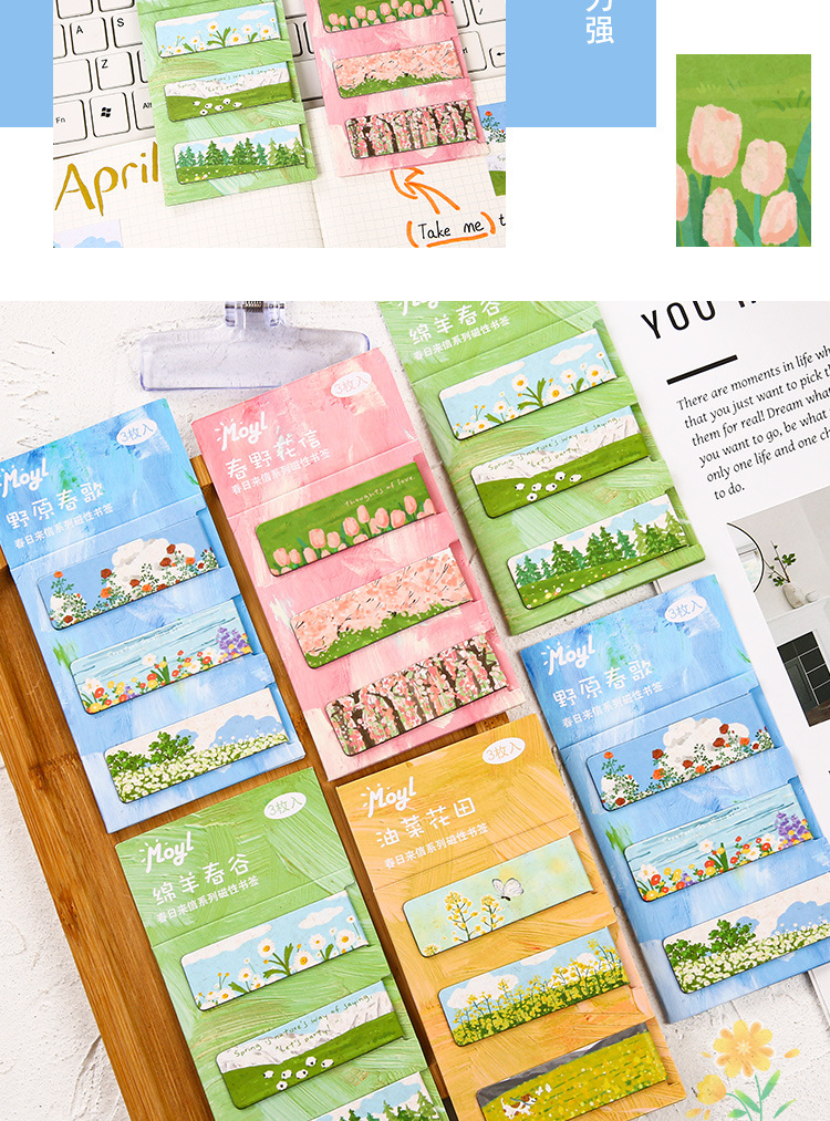 Whitespace 3in1 Floral Magnet Bookmark Flower Pattern Magnetic Bookmark ...