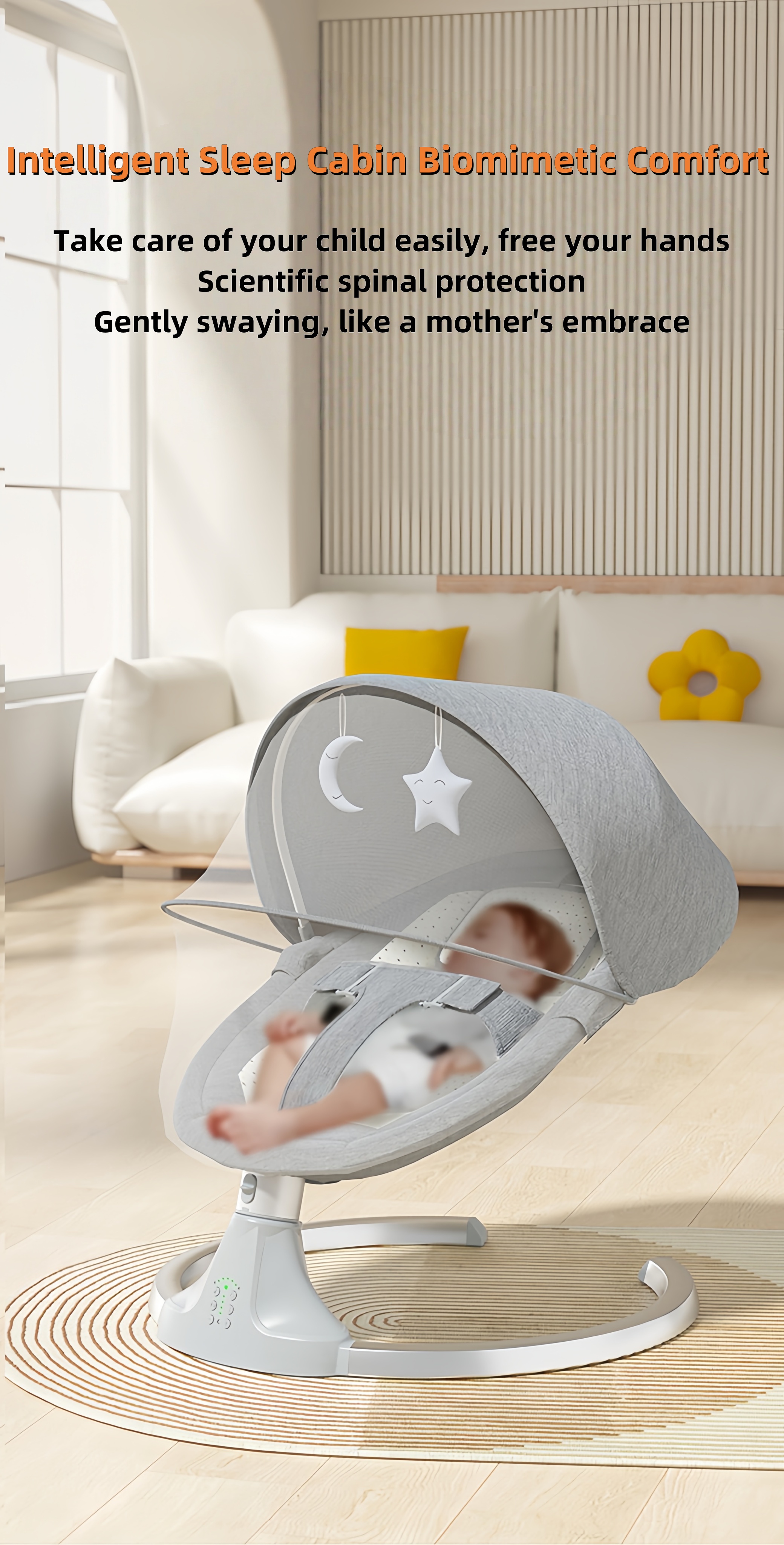 Baby Auto Swing Chair Smart Electric Baby Crib Bluetooth Music NewBorn ...