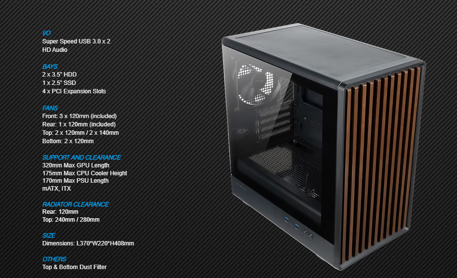 TECWARE [ Timber | Timber M ] Mid Tower High Airflow Case With Wood ...