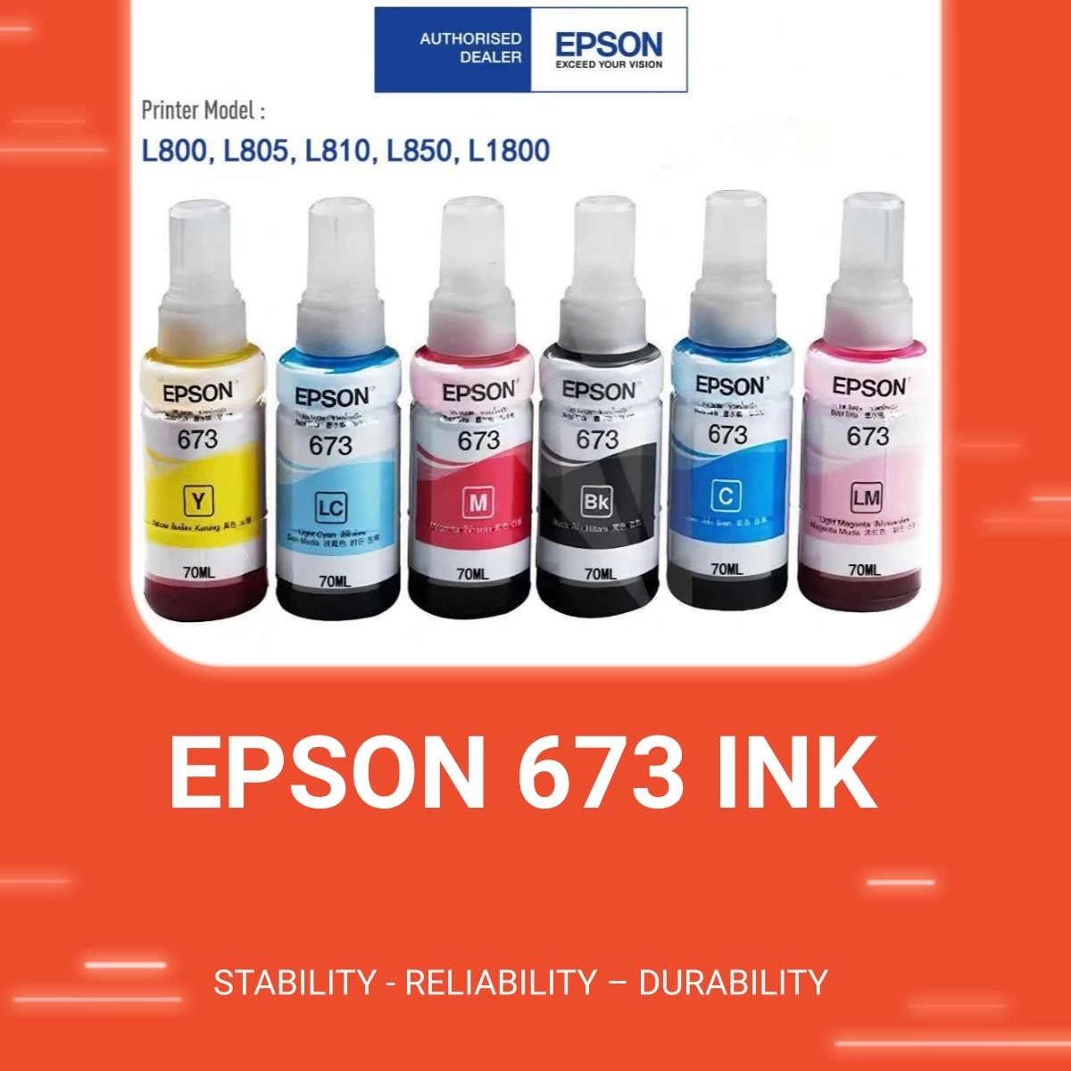 Epson Original Ink 673 ( T6731 / T6732 / T6733 / T6734 ) L800 L805 L850 ...