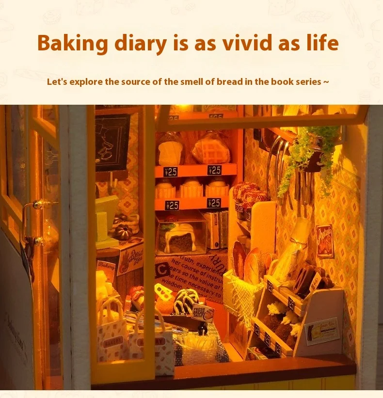 Booknook Baking Diary TL7 with Light 3D Wooden Puzzle Book Nook DIY ...