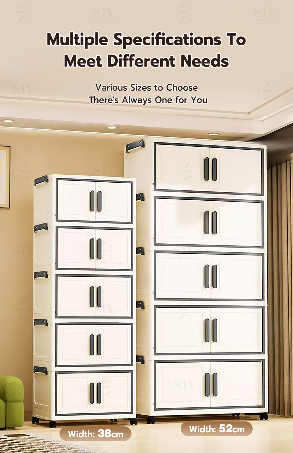 SIV 38cm/52cm Foldable Multi-Layer Storage Box Cabinet Plastic ...