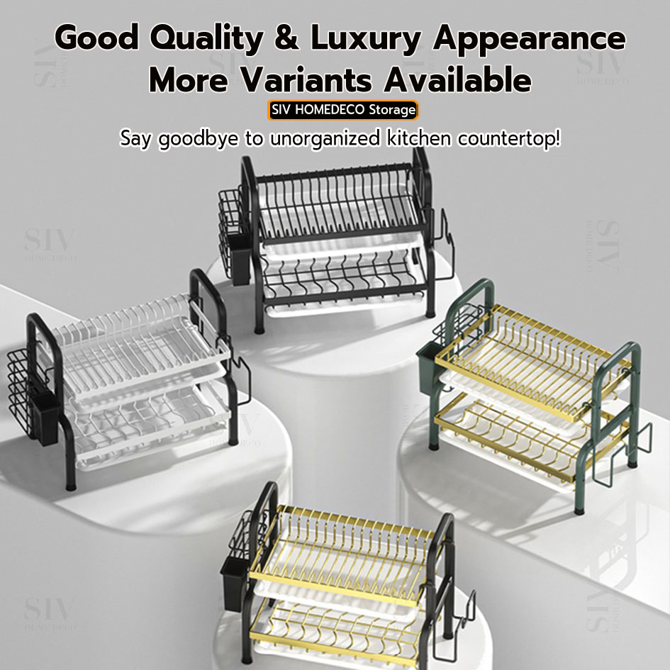 Fador Organizer 2/3 Tier Rak Pinggan Dish Rack Stainless Steel Dish ...