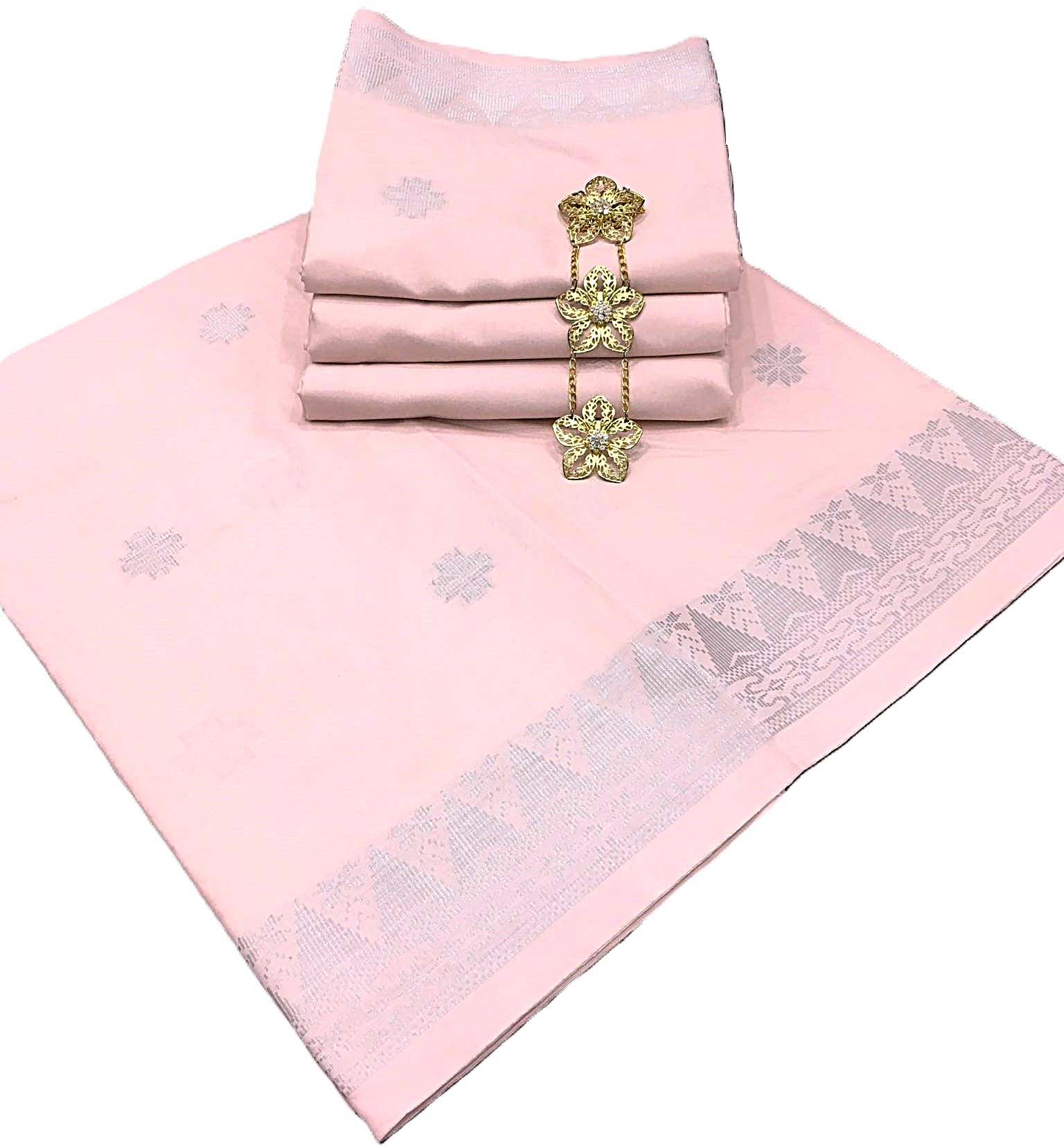 * #SPA01 * SONGKET TENUN PASTEL COLOR SILVER SINGLE SIDE BORDER* 4 ...