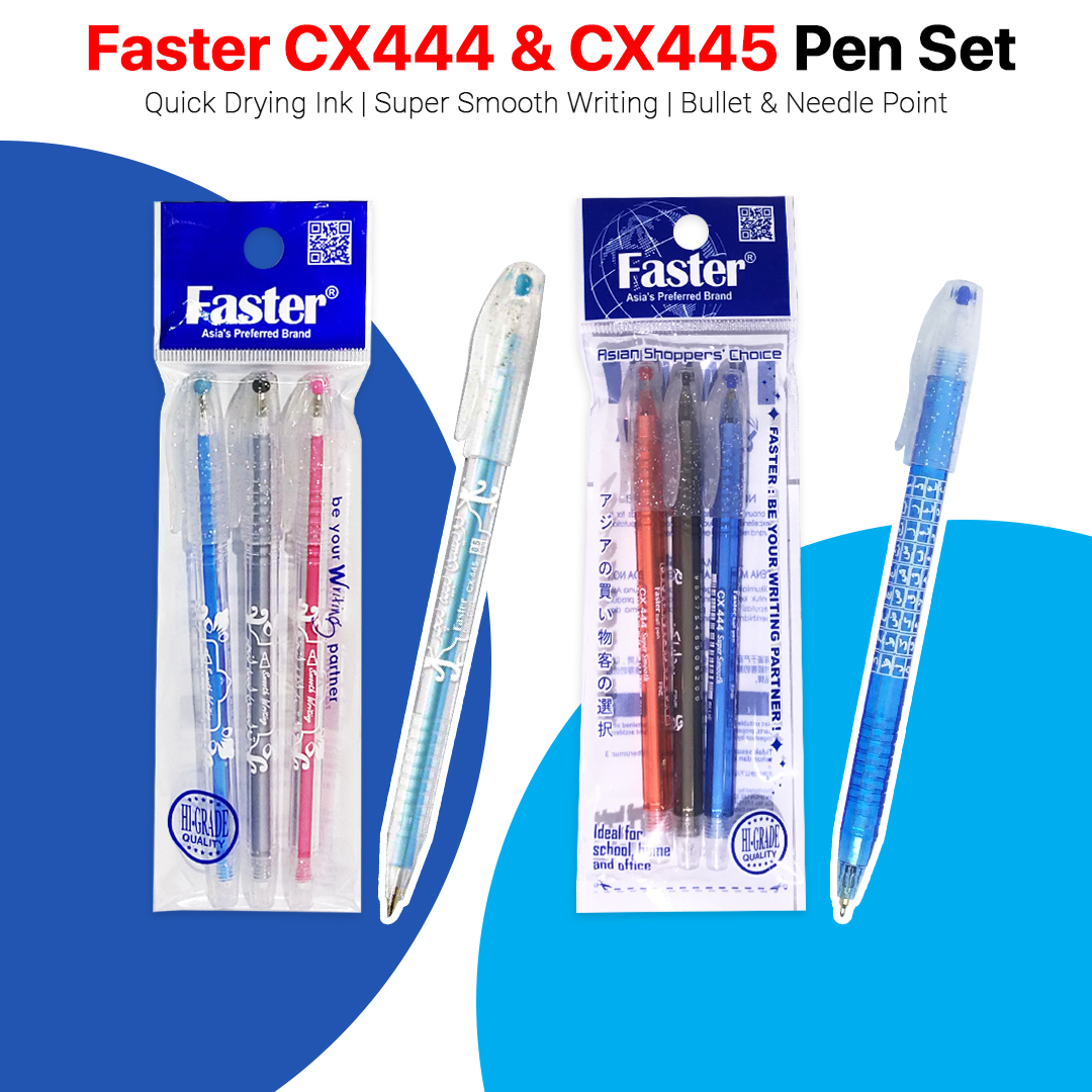 Faster Ball Pen CX444 CX445 Alat Tulis Black Pen Blue Pen Colour Pens ...