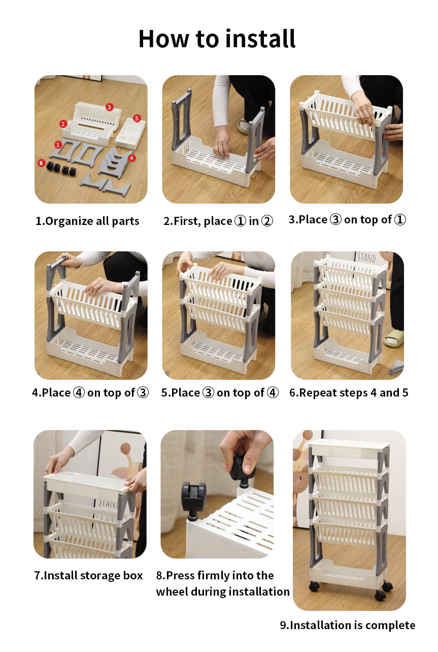 Multi-functional Movable Shelving Side Rack Learning Storage Rack Book ...