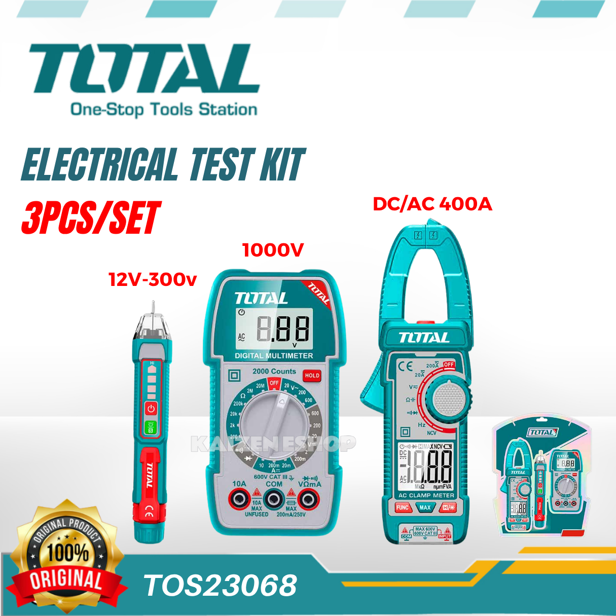 TOTAL TOS23068 / TOS24067 3 Pcs Electrical Test Kit ( Digital Voltage ...