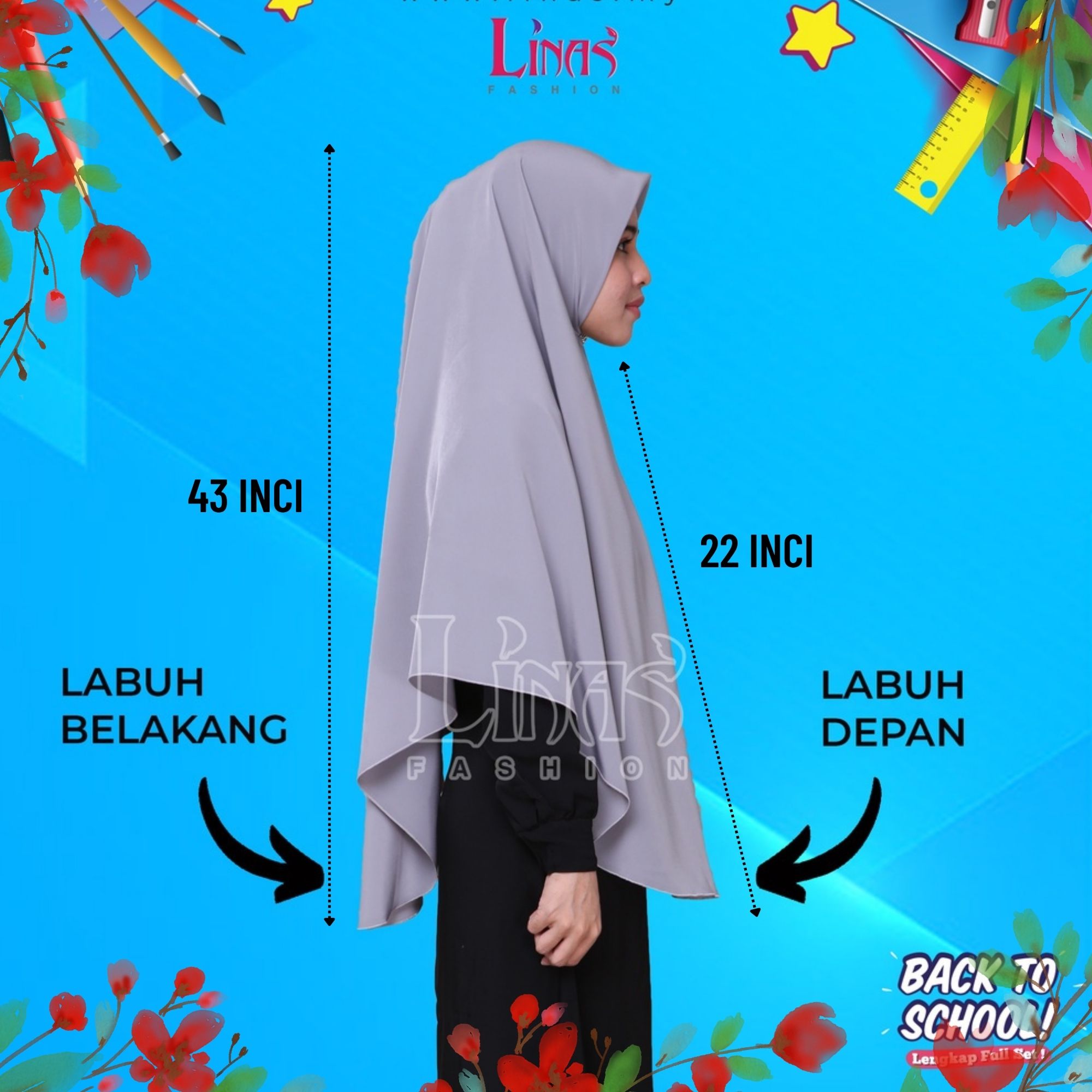 LINAS FASHION | TUDUNG LABUH SEKOLAH MADINAH VARIASI WARNA | UNIFORM ...