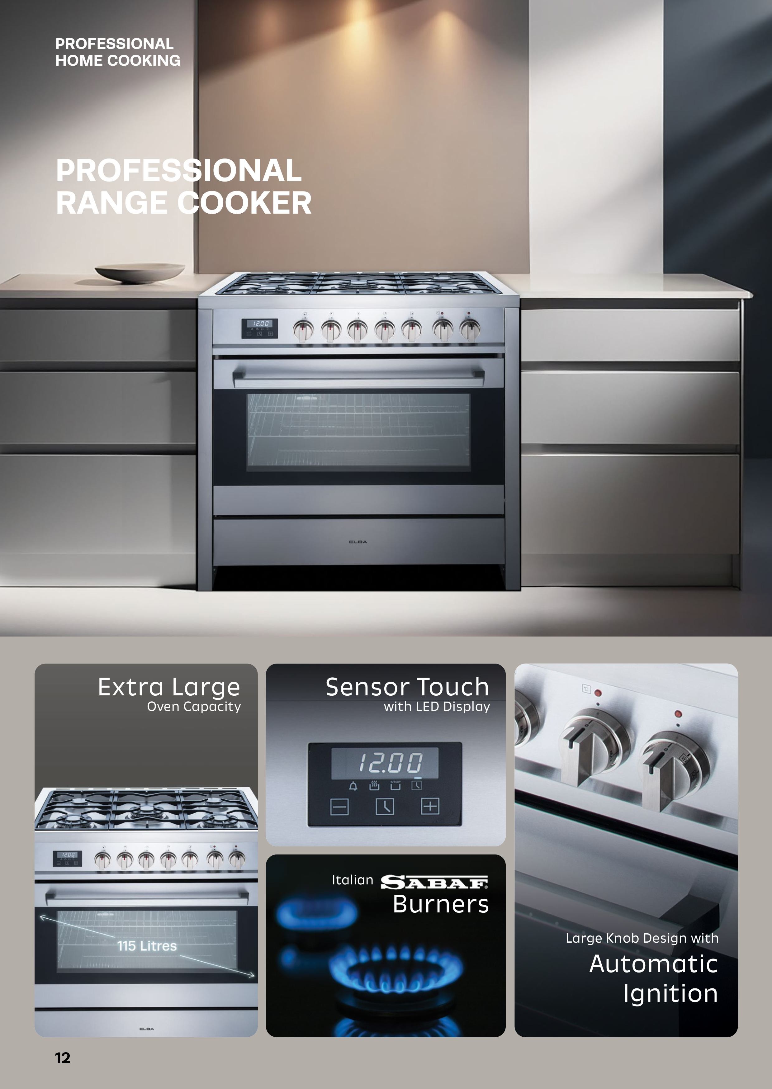 Elba Professional Range Cooker 115 Litre Oven Grill Bake 5 Burner ...