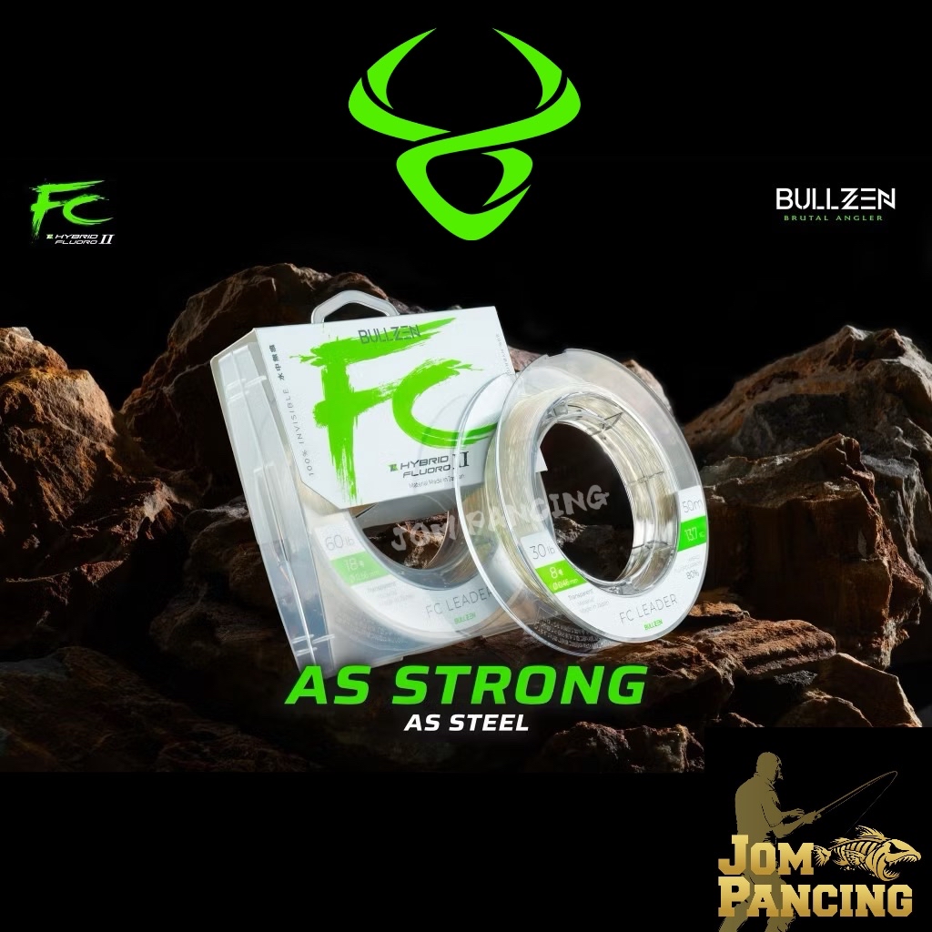 【Jom Pancing】BULLZEN FC FLUOROCARBON 80% LEADER 50M Fishing Line ...