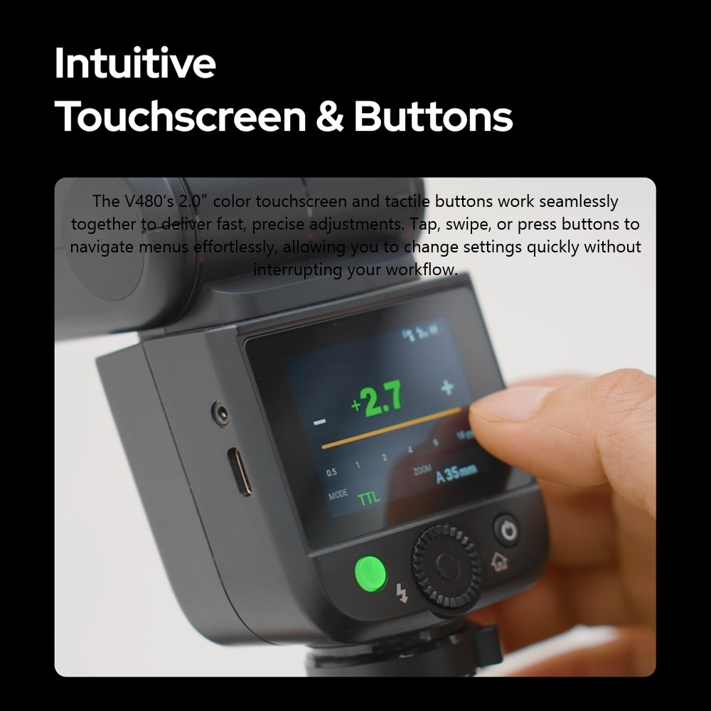 Godox V480 C V480-C Camera Flash For Canon, With Diffuser TTL High-Speed Sync On Camera Flash GN50 1/8000 S 650 Full-Power Flashes With 7.2 V/2200 MAh Rechargeable Battery