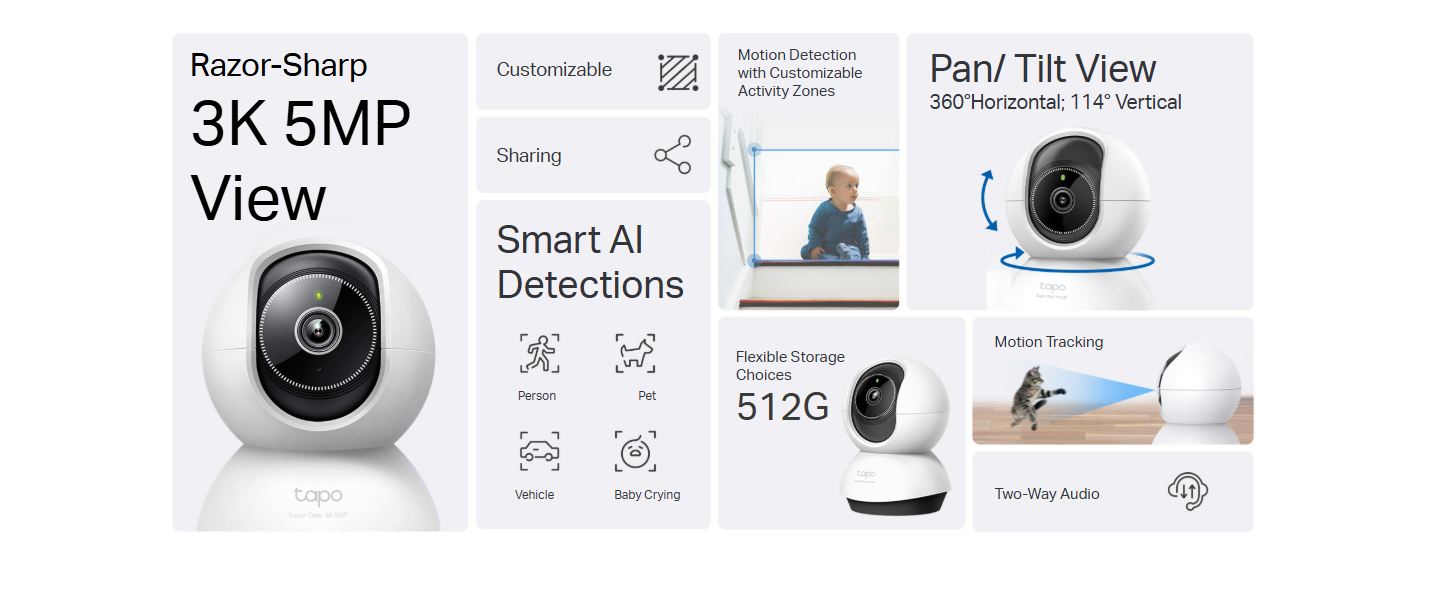 TP-Link Tapo TC70 TC71 TC72 TC74 AI Smart Wireless Camera 360° | 1080P ...