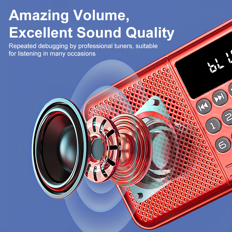 Portable Bluetooth FM Radio Speaker Rechargeable USB TF MP3 Digital U ...
