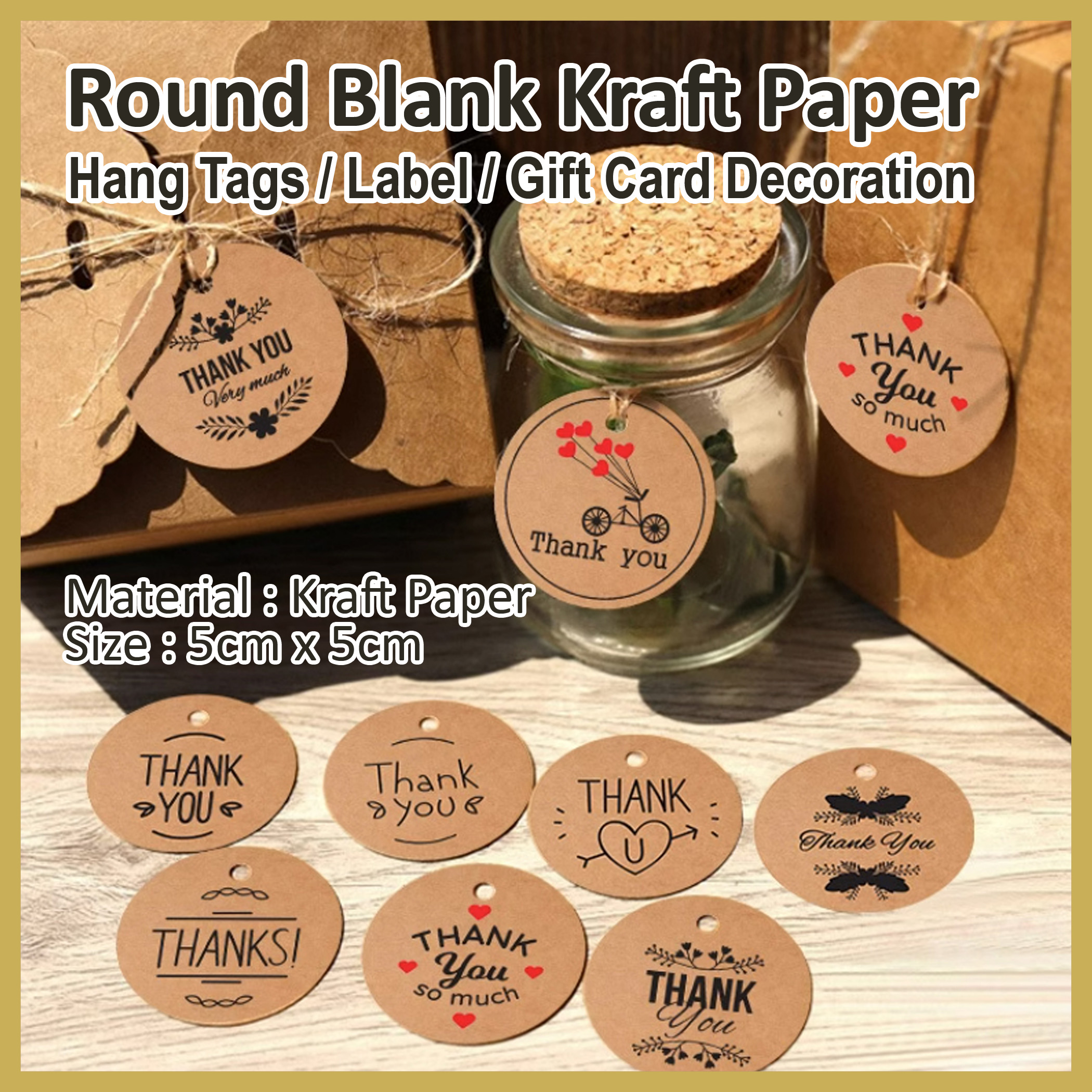 Round Kraft Paper Hang Tags Label Greeting Card Thank You Card Wedding ...