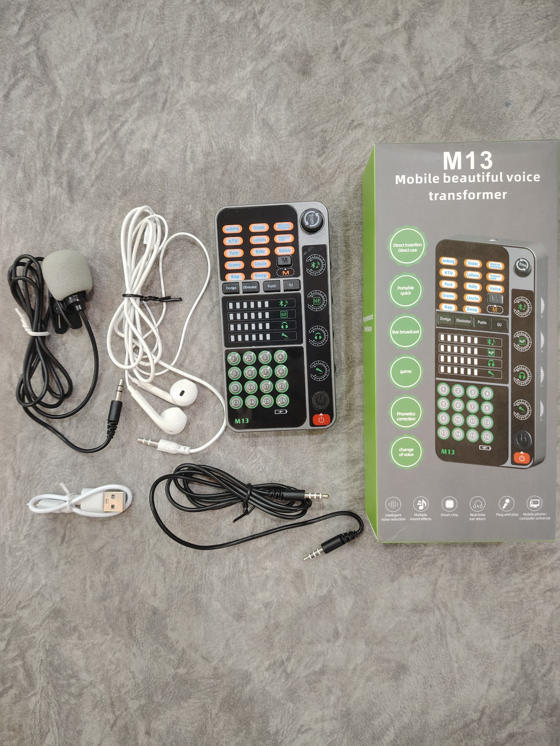 M13/ i9 Mini Sound Card Audio Effect Voice Changer 16 Sound Changes For ...