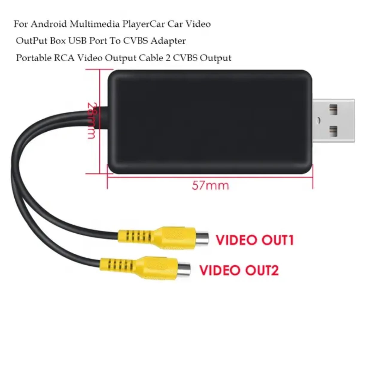 USB to AV RCA CVBS Video Output Adapter | Connect to Headrest/Roof ...