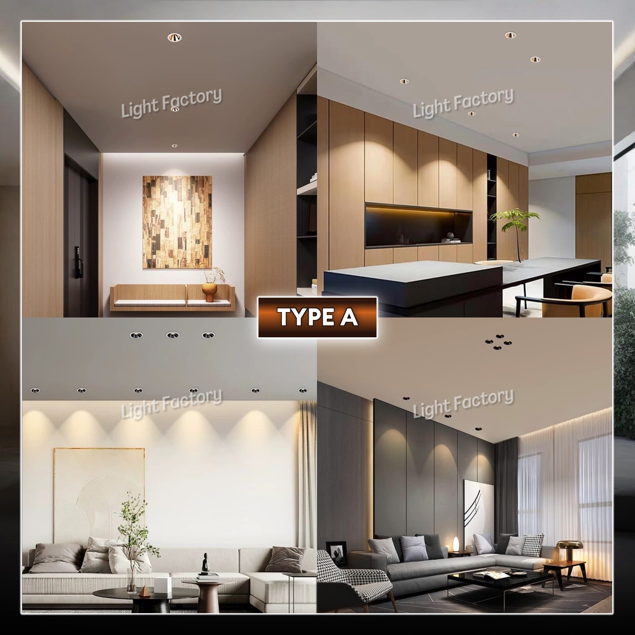 Recess Anti Glare Downlight Eyeball Casing Round / Single & Double ...