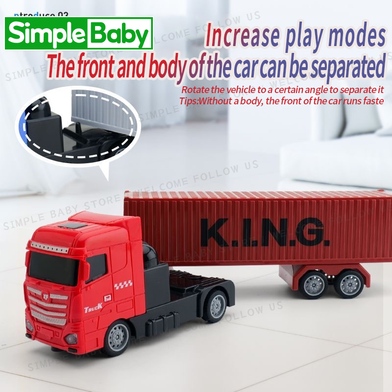 High Speed Rc Rechargeable Container Truck Toy Vehicles With Light Kids ...