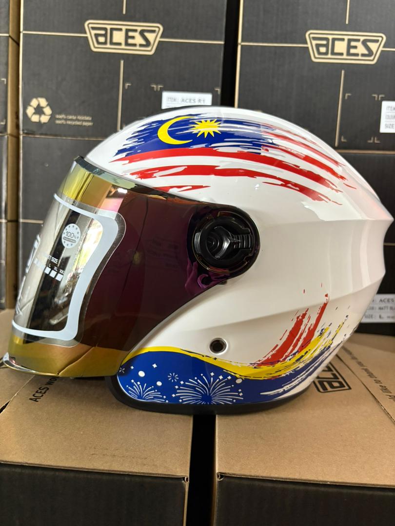 (Malaysia Edition) Merdeka ACES R1 Topi Keledar/ Open Face Helmet ...