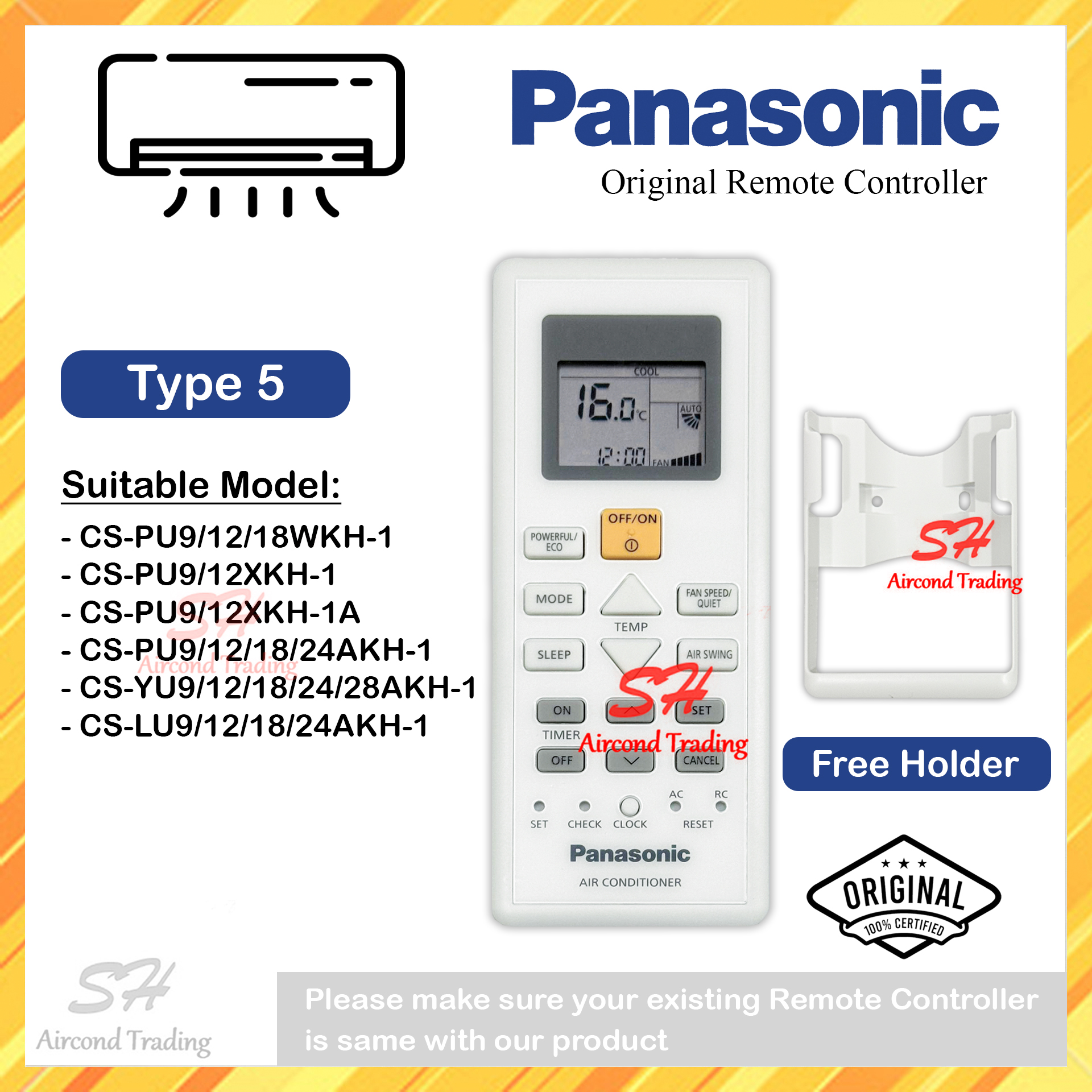 [ORIGINAL] PANASONIC AIRCOND REMOTE CONTROL / REMOTE CONTROLLER / 100% ...