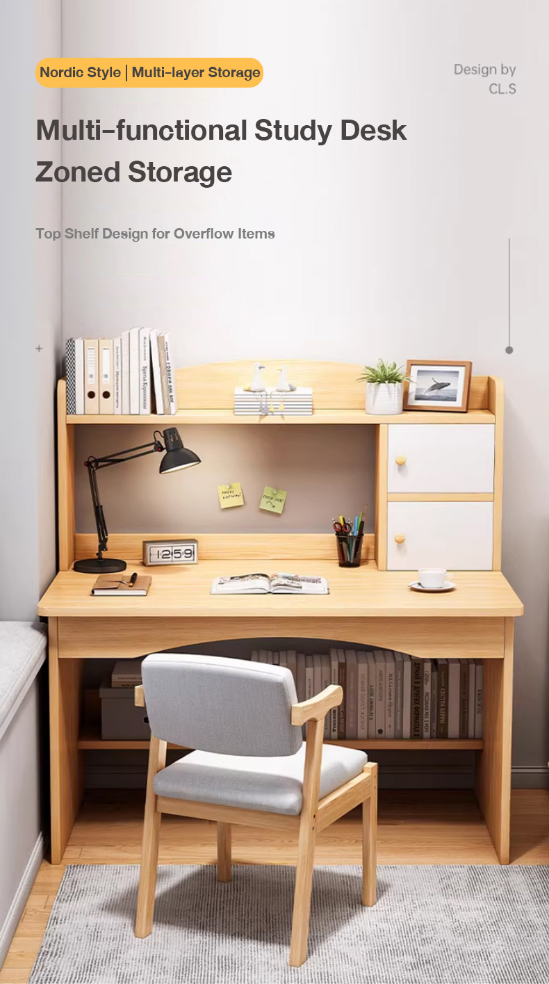 Meja belajar Computer Study Table 100/120cm Writing Desk With Drawer ...