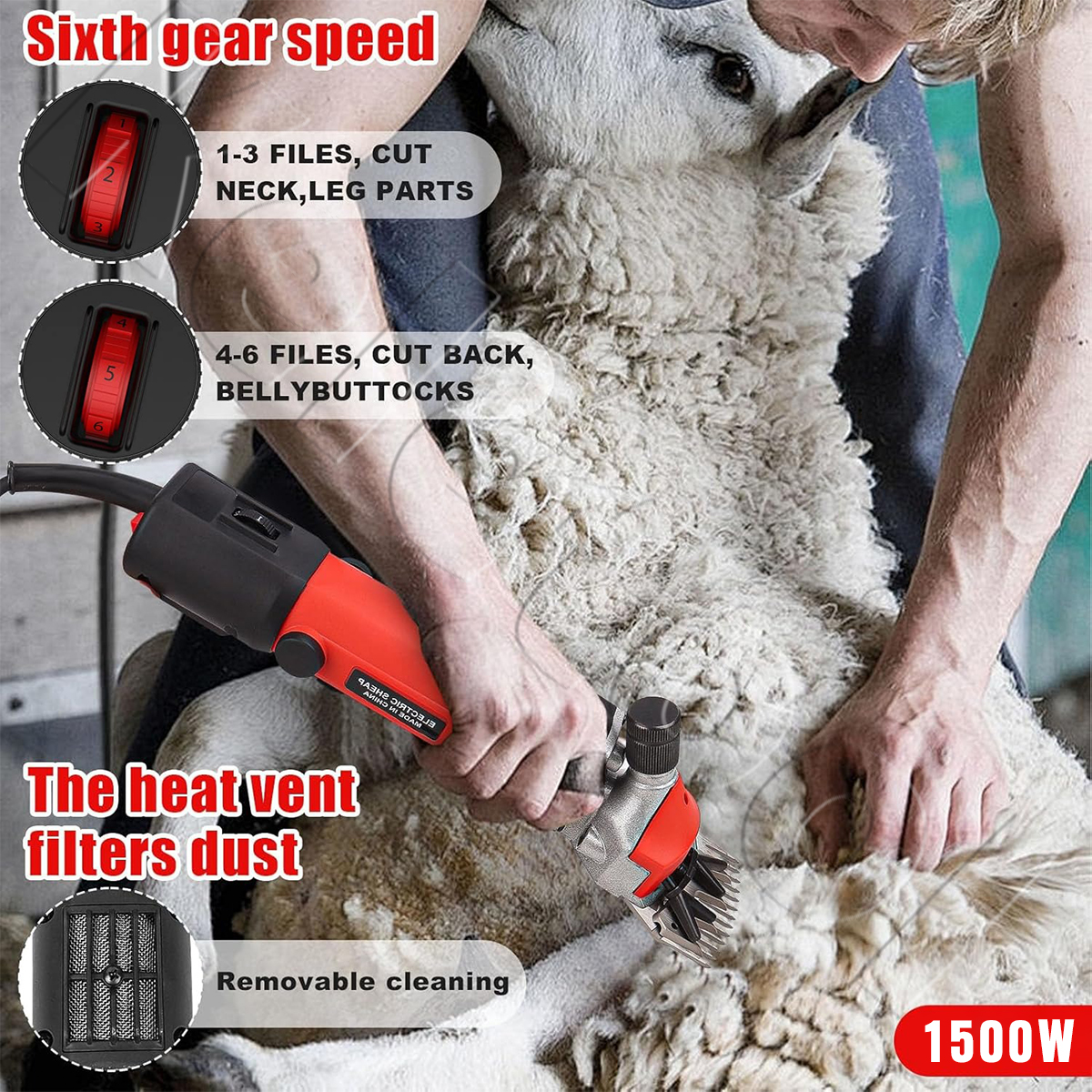 3500W 220V Electric Sheep Goat Shearing Machine Sheep Shearing Clipper ...