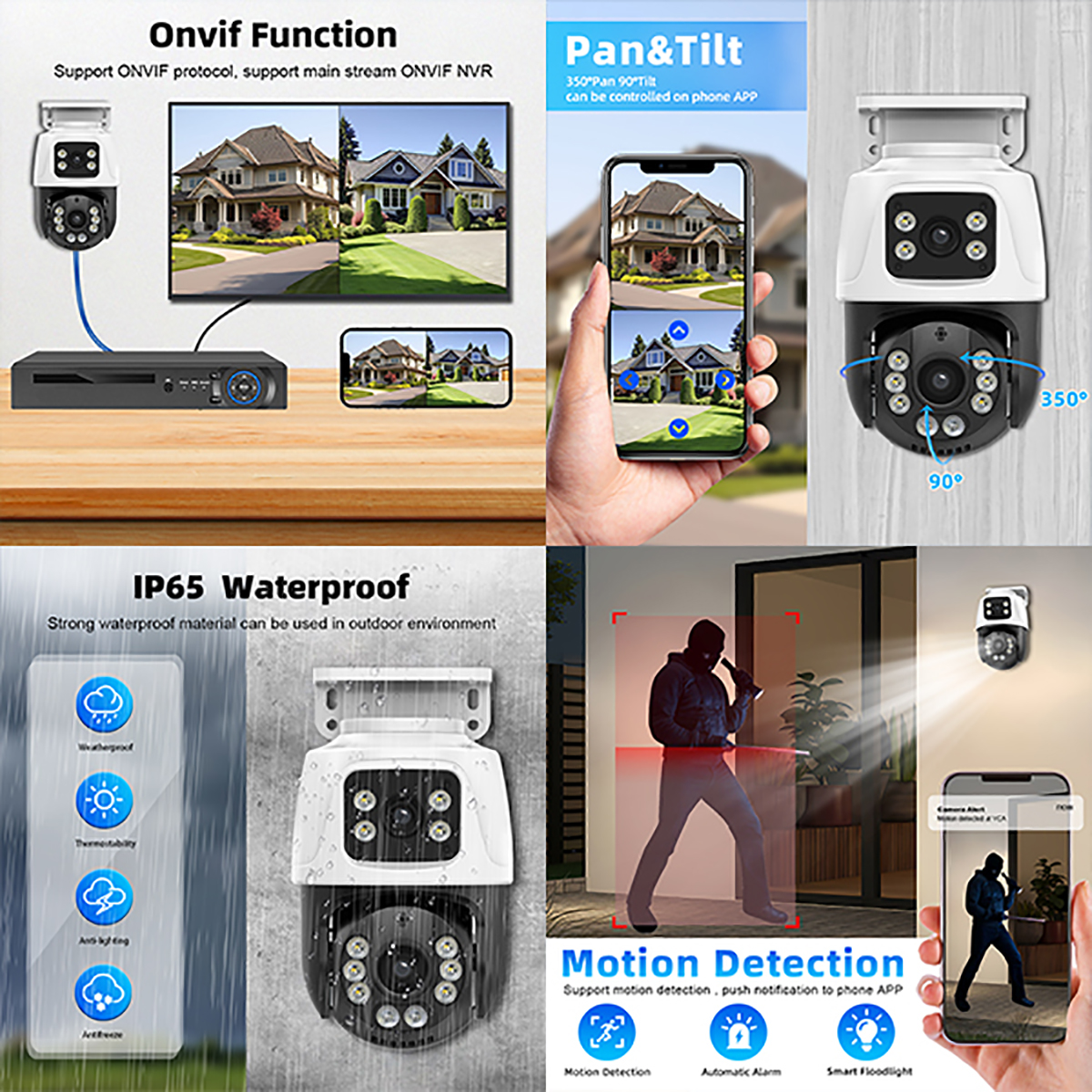 XM DGpro 8MP IP POE Dual Lens Dual Light IR Night Vision Outdoor PTZ ...