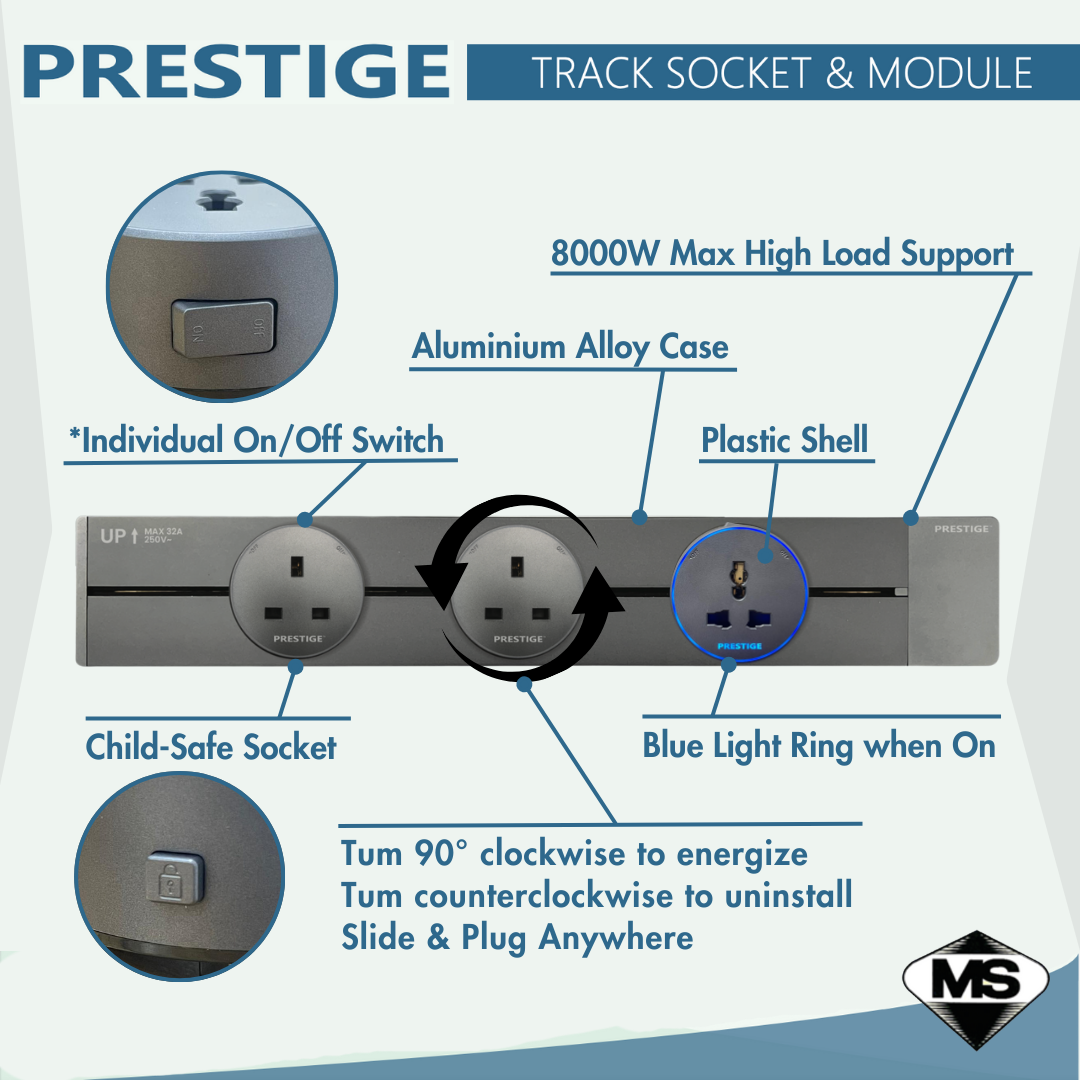 PRESTIGE Trek Soket 50cm & Module Adapter Socket Track Penyesuai Plug ...
