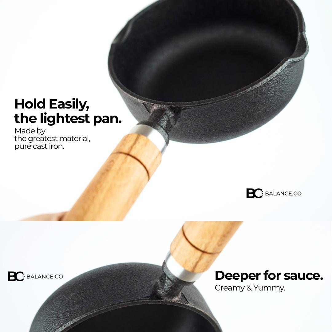 Balance.co Cast Iron 13cm Mini Hot Oil Splash Pot Frying Egg Pan with ...