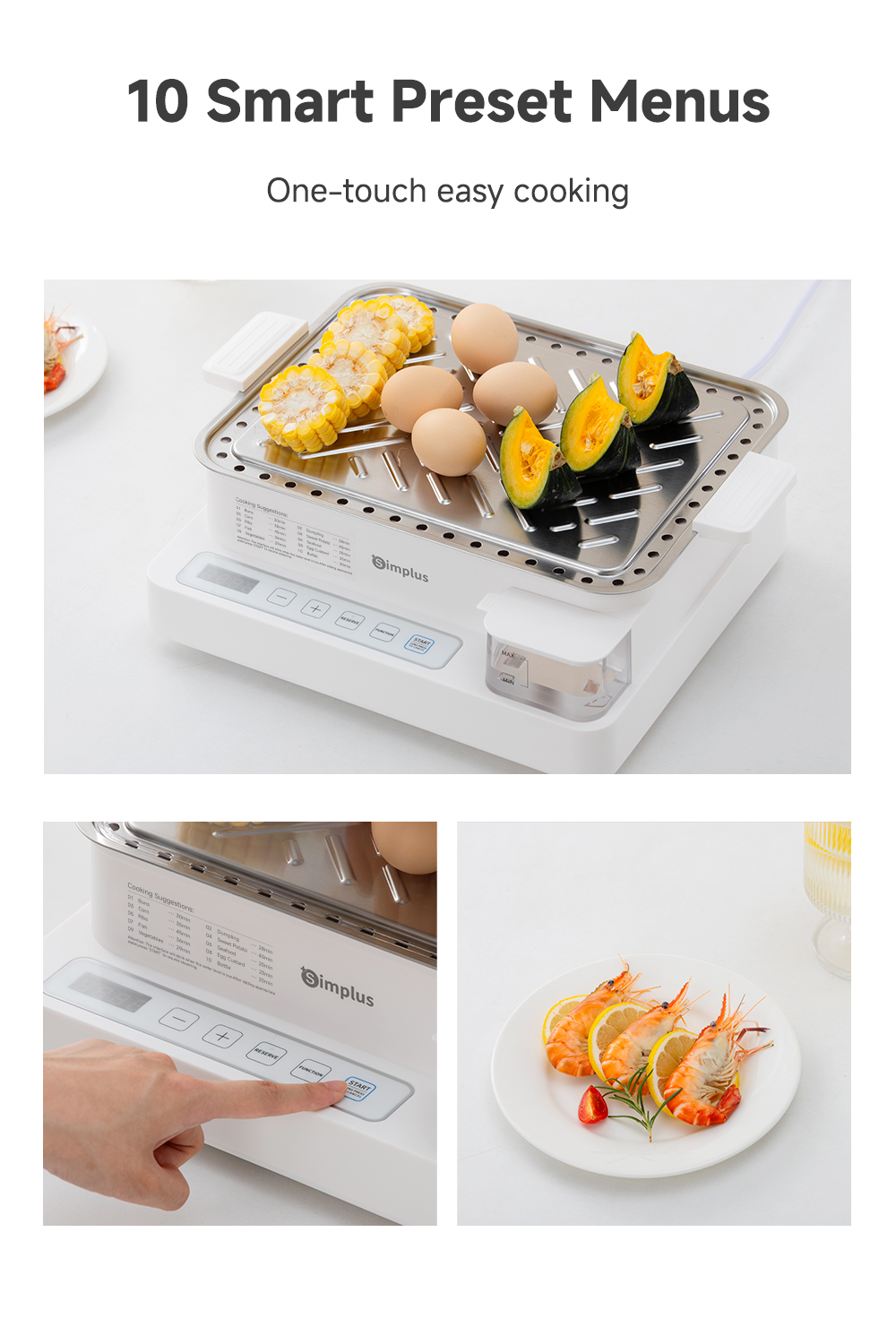 Simplus Electric Food Steamer | 3-Tier 21L Capacity | 1300W|24h ...