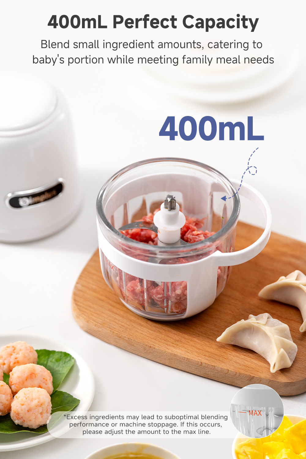 Simplus Baby Food Processor丨0.4L Mini丨304 Stainless Steel丨Food-Grade ...