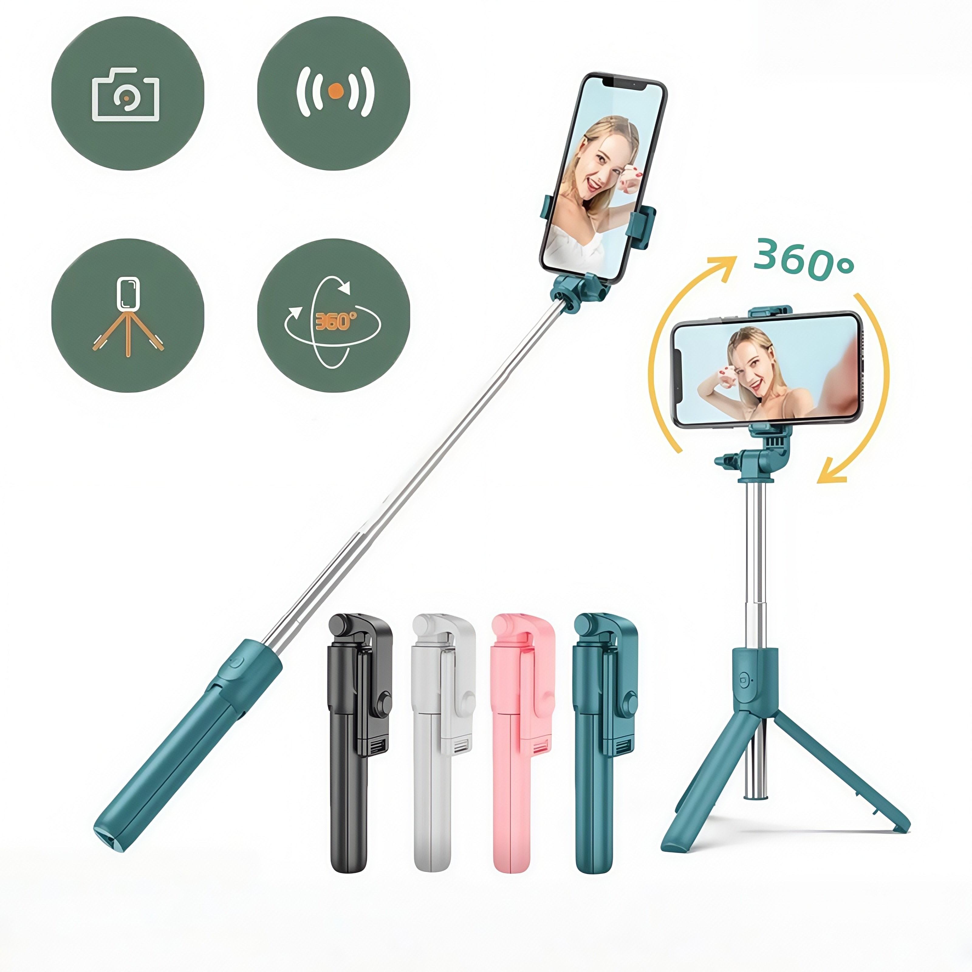 Wireless Bluetooth Selfie Stick Phone Live Holder Stand Remote Control ...