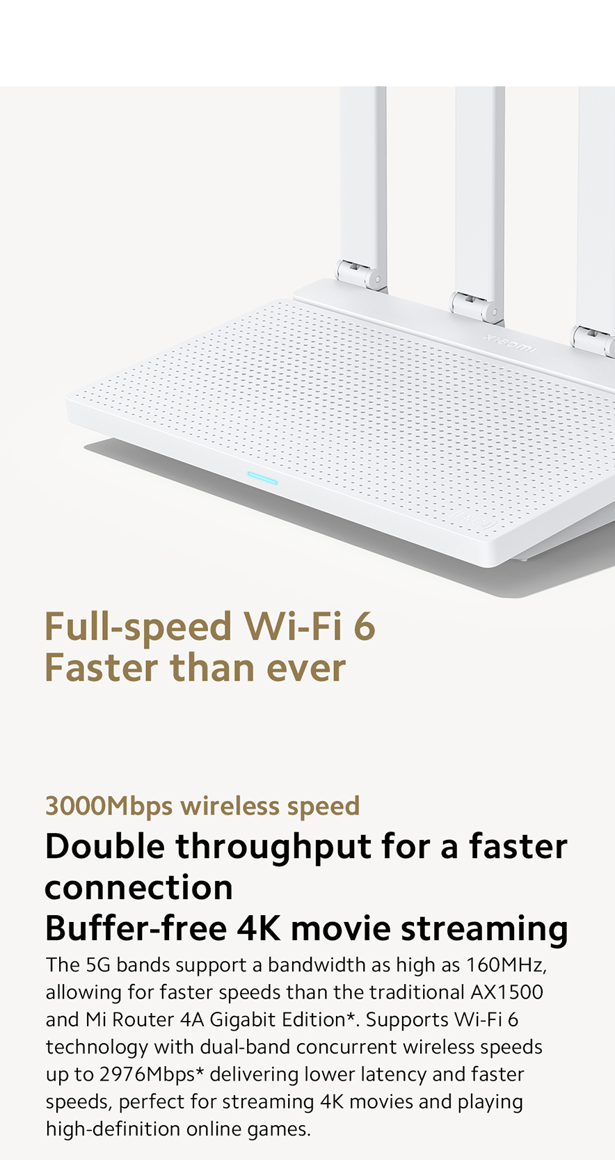Xiaomi Router AX3000T |Full-Speed Wi-Fi 6 '2+1' 5G Band Antennae 12nm ...