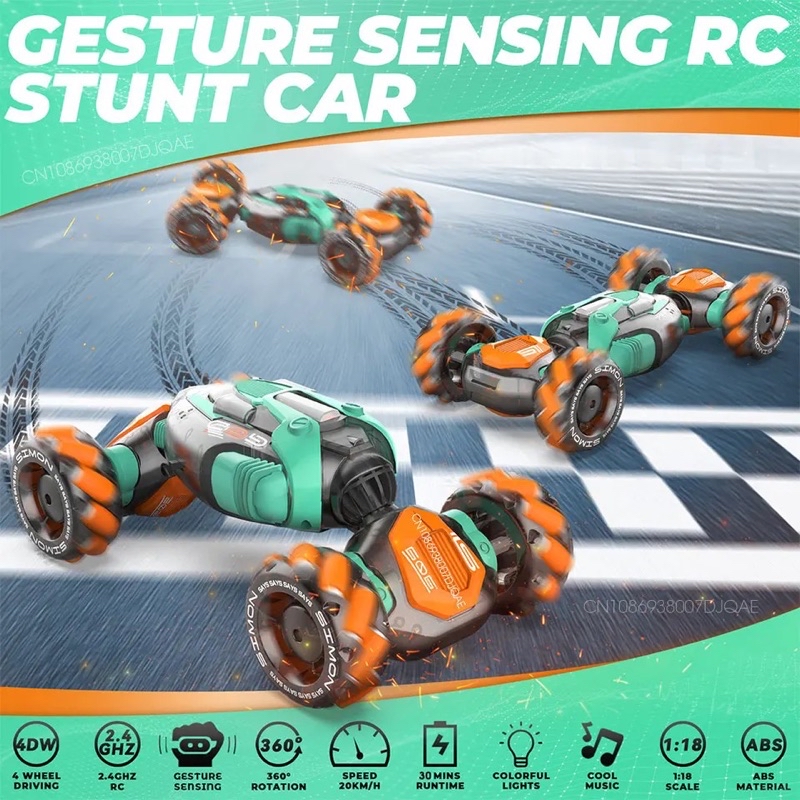 FEO Full LED Hand Sensor Rc Gesture Stunt Car Watch Control Stunt Car ...