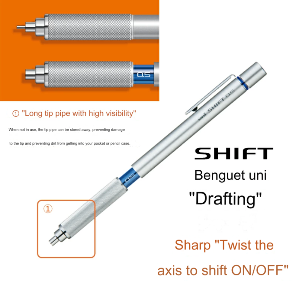 Uni Shift Pipe Lock Retractable Mechanical Pencils 0.3/0.5/0.7/0.9 mm ...