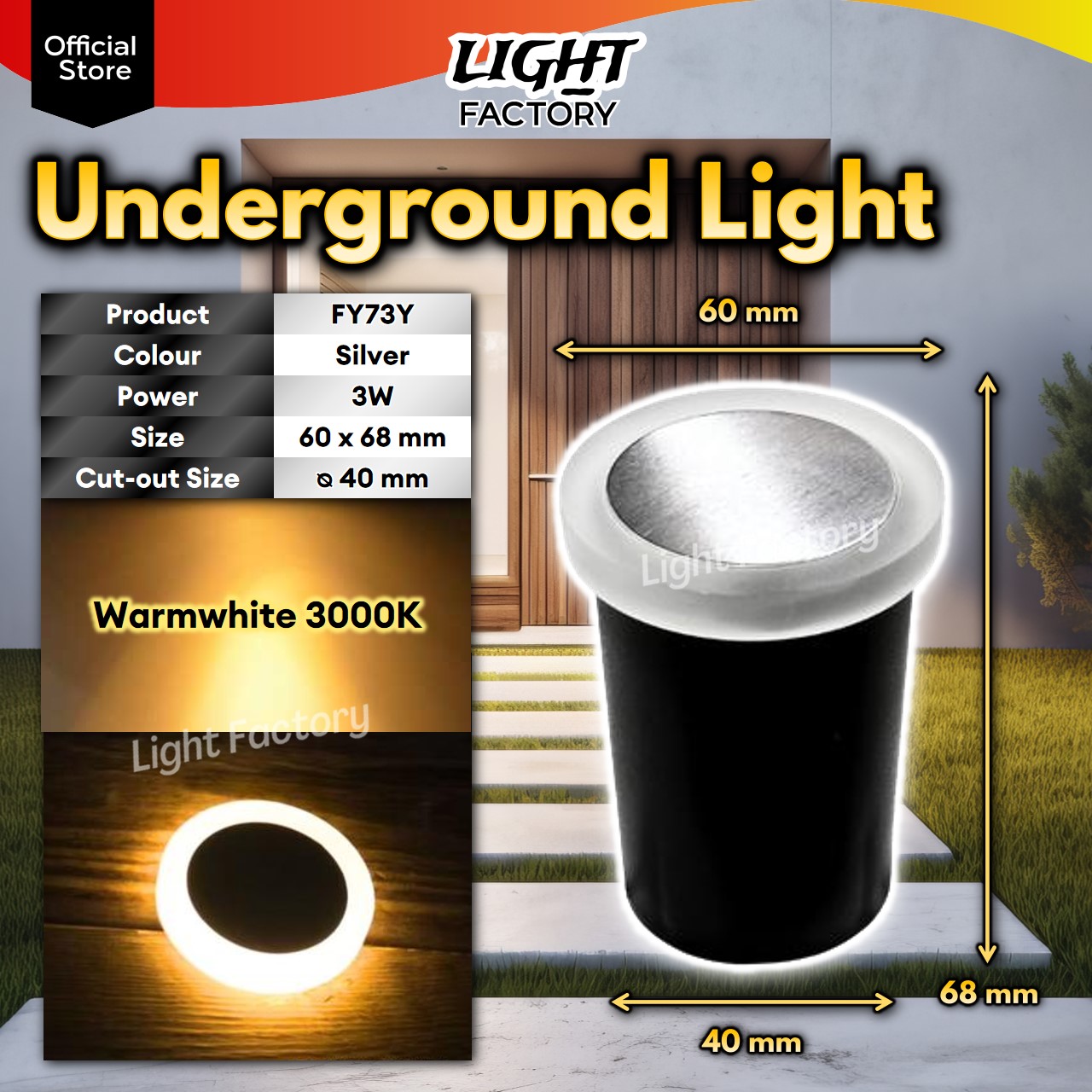 🔥NEW🔥IP65 Weatherproof Modern Inground Spotlight 3W Built In LED Silver ...
