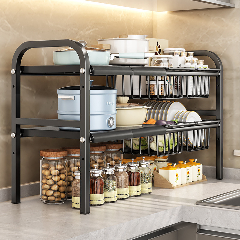 NEW VERSION BOARD + BASKET Extendable Stainless Steel Under Sink Rack ...